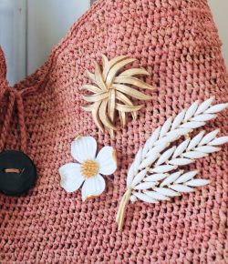 Raffia Bag with Brooch