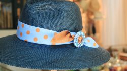 Hat with Costume Jewelry Brooch