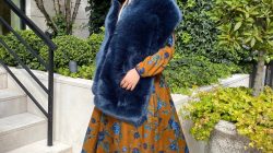 ANTIPAST FLOWERPRINT DRESS×FAKE FUR CAPE